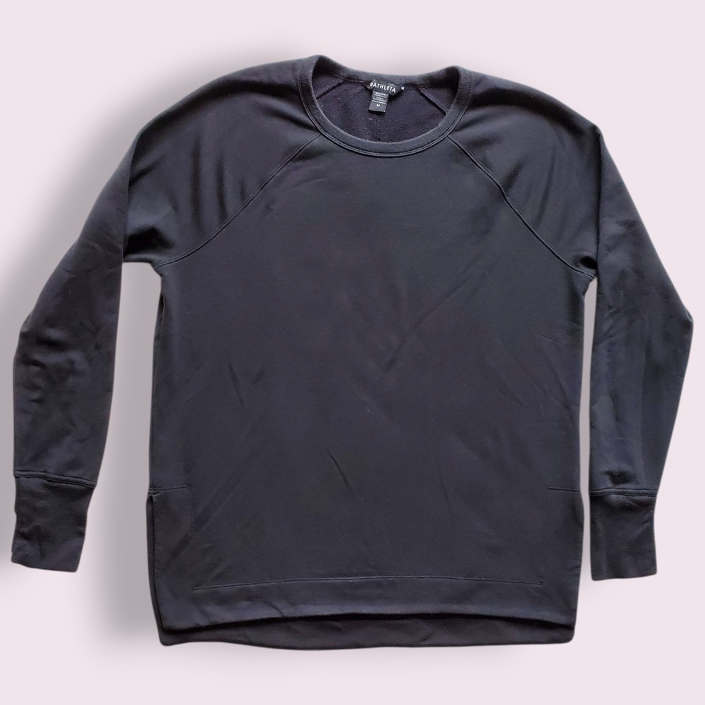 Athleta Medium Black Tencel Lyocell Blend Long Sleeve Relaxed‎ Fit Top